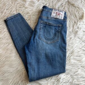 True Religion Halle High Rise Super Skinny Denim Blue Jeans Women’s Size 28